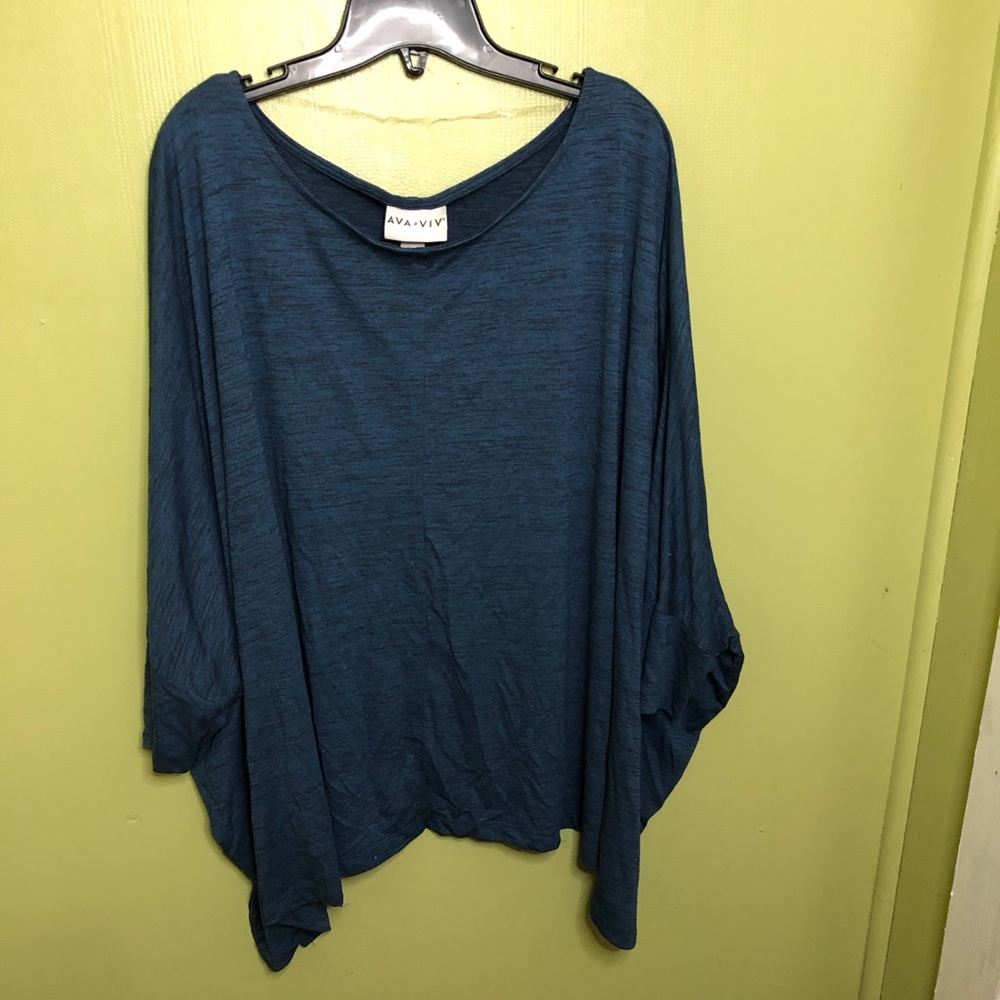Blue Bat Wing Top by Ava & Viv